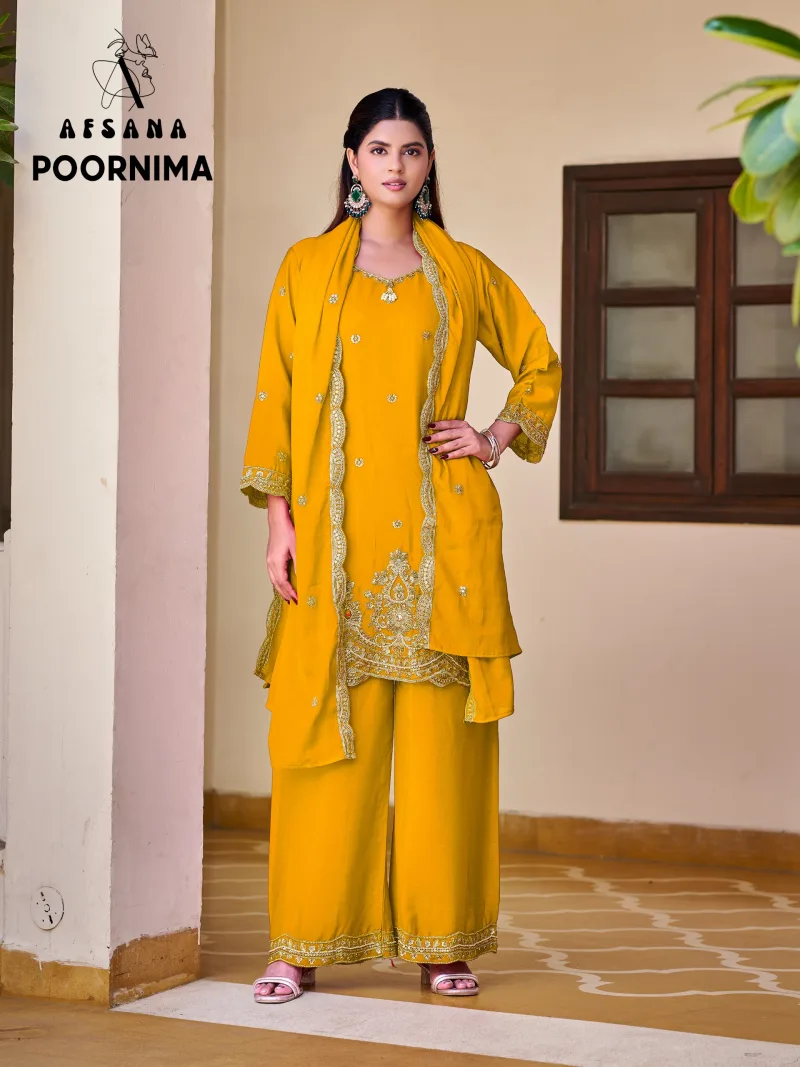 Poornima By Afsana Chinon Beads Work Readymade Salwar Kameez 